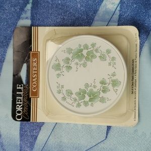Vintage Corelle Coordinates Green Ivy 4" Coasters, Set of 4 Made in USA NEW